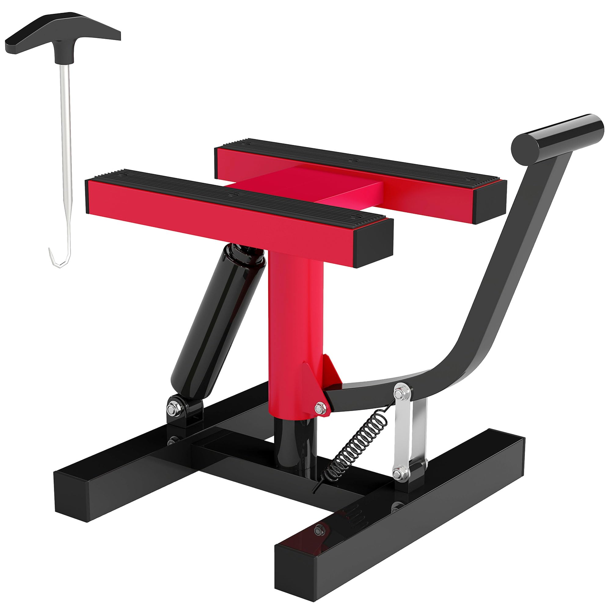 HOMCOM Sollevatore Moto in Acciaio Max 150kg, Cavalletto Alzamoto con Altezza Regolabile 29.5-41 cm e Piattaforma in Gomma Antiscivolo, 33x29x40.5cm, Rosso