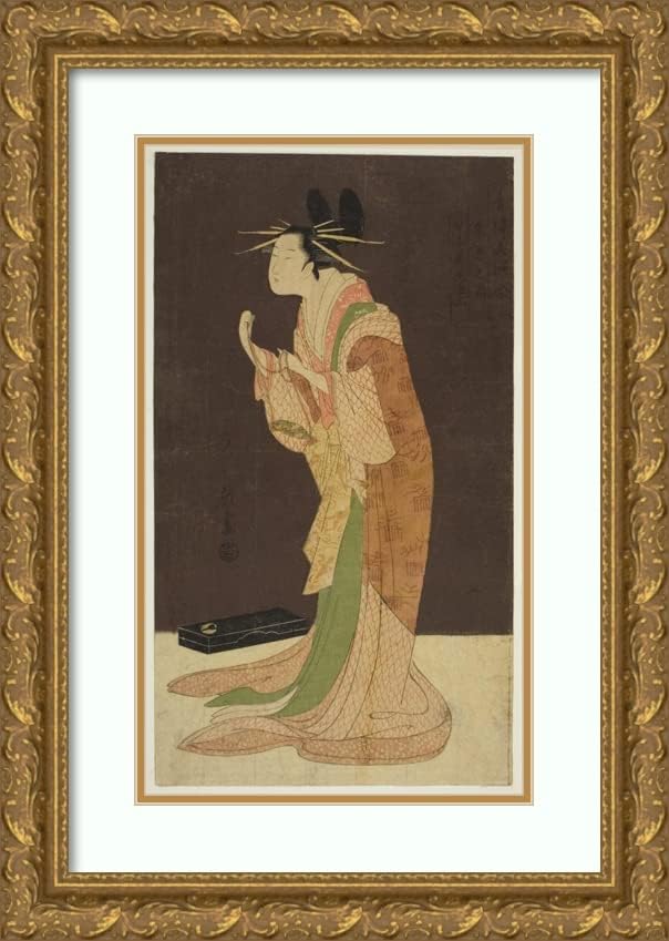 ArtDirect Chbunsai Eishi 12x18 Marco adornado de oro e impresión artística de museo doble enmarañado titulado Una selección de belleza de los