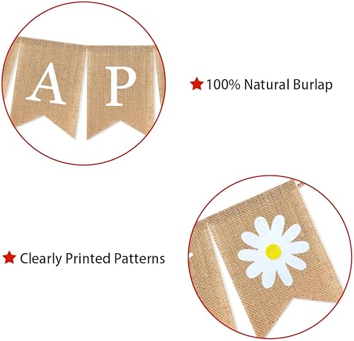 Miniatura 4 de Pancarta de decoración de fiesta de feliz cumpleaños con temática de margaritas decoración de fiesta de primavera guirnalda de arpillera con flor