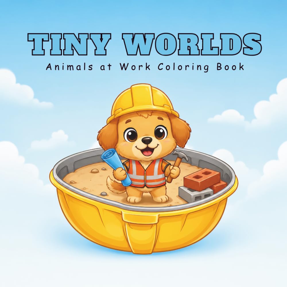 Tiny Worlds: Mini Worlds Coloring Book | 50 Cute Animal Job Scenes in Tiny Environments | Relaxing Stress Relief Coloring Book