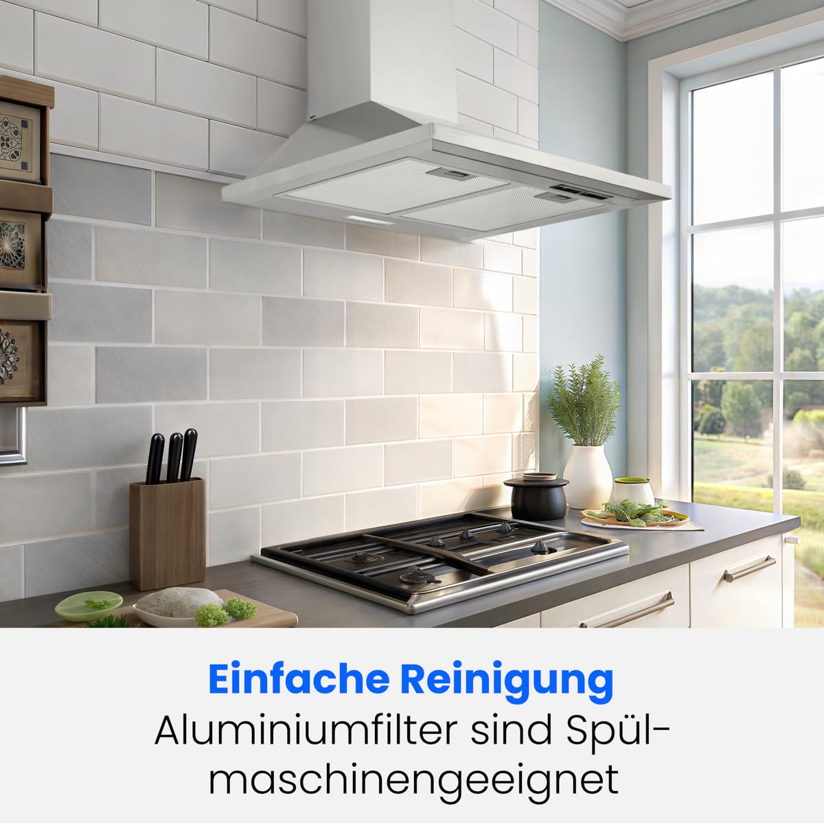 Bomann Dunstabzugshaube 60 cm Umluft Abluft 3 Leistungsstufen LED 338,6 m³/h 150 mm 64 dB 67 Watt DU 652.1