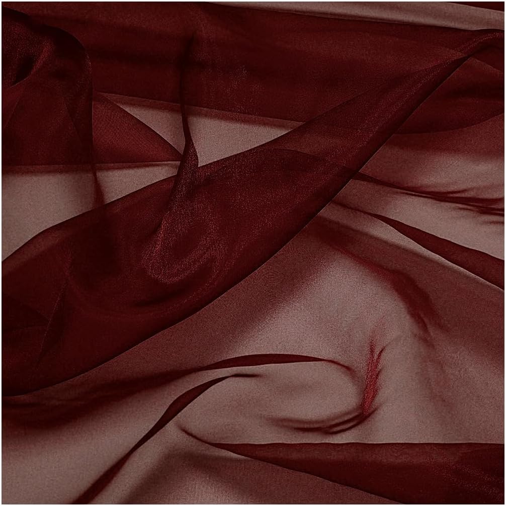 VDS Burgundy Organza Fabric, 5 Yards Continuous, 45” Wide, Wedding Party Decoration Iridescent Crystal Sheer Shiny Organza Tulle Bridal Dress DIY Crafts Costume Sewing Backdrop Arch Cloth