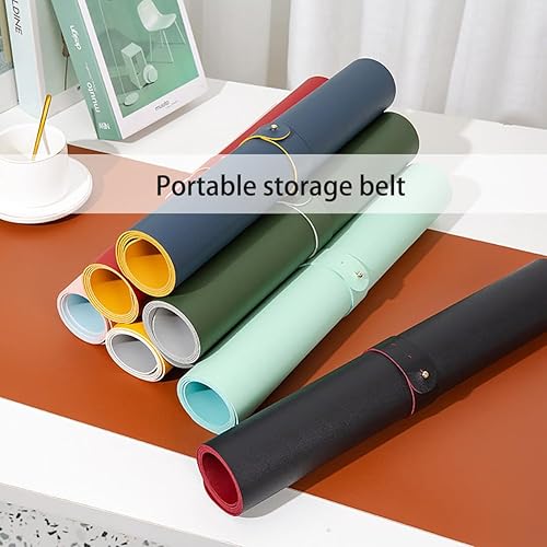 Miniatura 7 de Protector de escritorio de cuero, alfombrilla de escritorio de cuero de doble cara, alfombrilla de mouse grande, organización de escritorio y