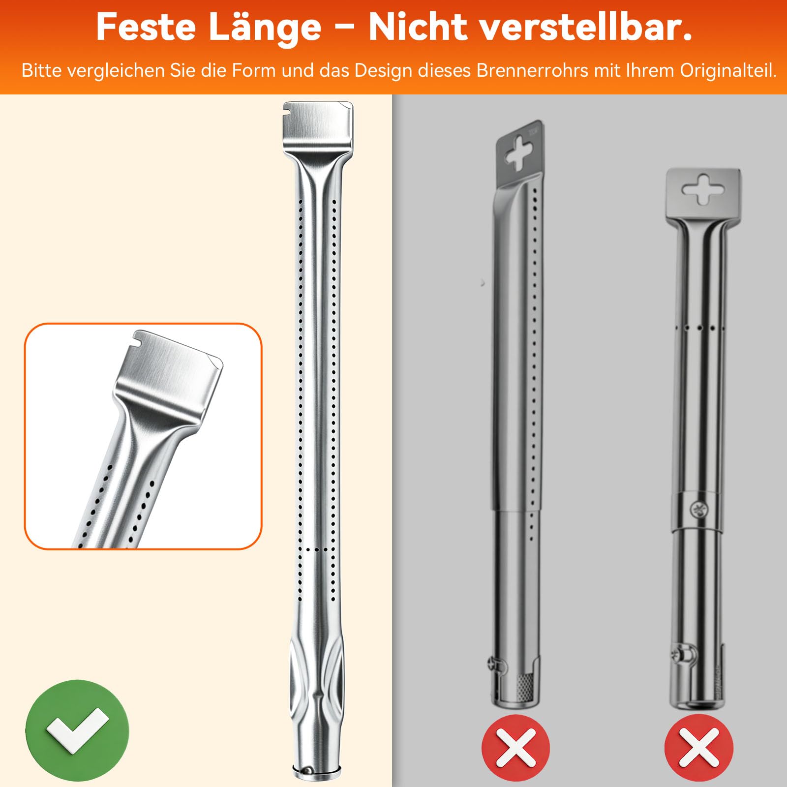 Palniki ze stali nierdzewnej do grilla gazowego Rösle Videro G4, G4-S, G4-S Nero, G4-S Vario+, G4-S Nero Vario - części zamienne do grilla gazowego Rösle Videro G3/G3-S/G3-S Nero/G3-S Vario+