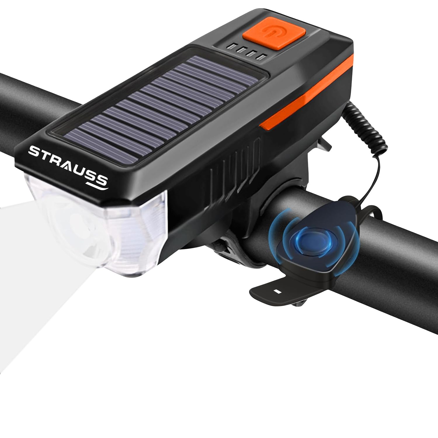 Strauss Bicycle LED Headlight with Horn | Rechargeable Front Bike Light & Horn Combo | Universal Adjustable Lamp for Cycling Safety | Horn & Headlight Functionality | 2-in-1 Device, (Orange) (B0C4FJZDST) Amazon Price History, Amazon Price Tracker