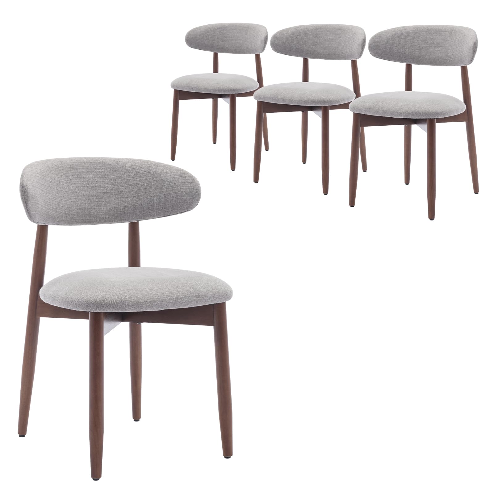 COLAMY Modern Dining Chairs Set with Wooden Legs – Upholstered Fabric Dining Room Chairs with Curved Backrest, Soft Cushion Seat, and Sturdy Rubberwood Frame for Kitchen, Living Room, or Café