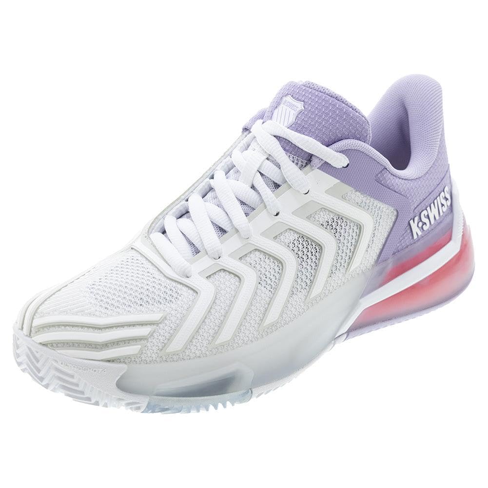 K-Swiss Women's Ultrashot 4 Clay Tennis Shoe (White/Orchid Petal/Neon Blaze)