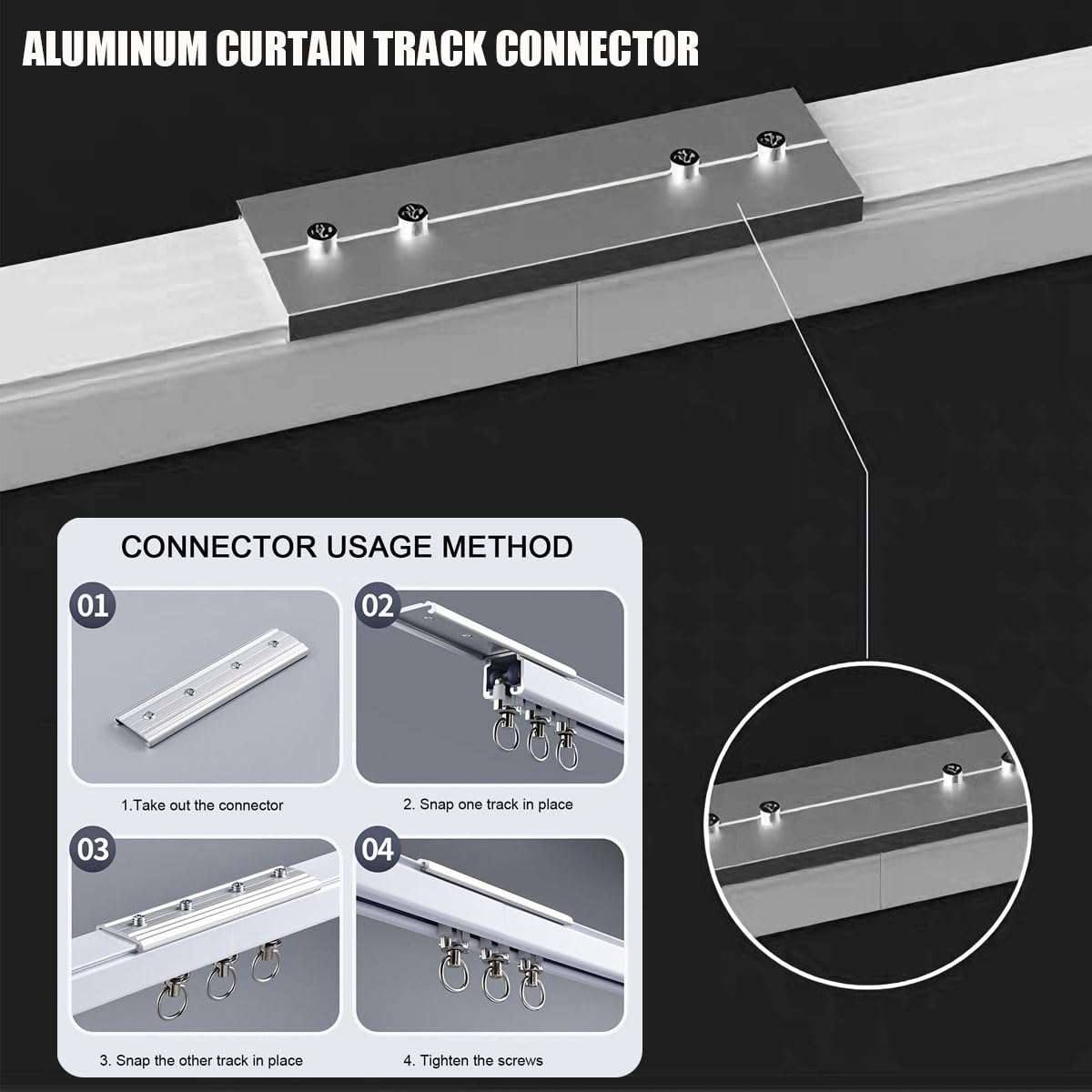 Aluminiowa szyna do zasłon, montowana na suficie, ścianka działowa, 50 kg, nośność, 1 szyna 0,5/2/3/4/5/6/8 m, uchwyt ścienny do salonu i sypialni (4,5 m)
