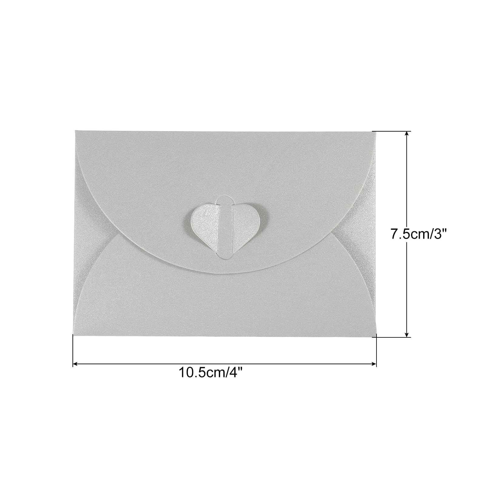 PATIKIL Gift Card Envelopes, 12 Pack Heart Shaped Clasp Small Gift Cards Holder Mini Envelope for Birthdays Weddings Silver - Image 2