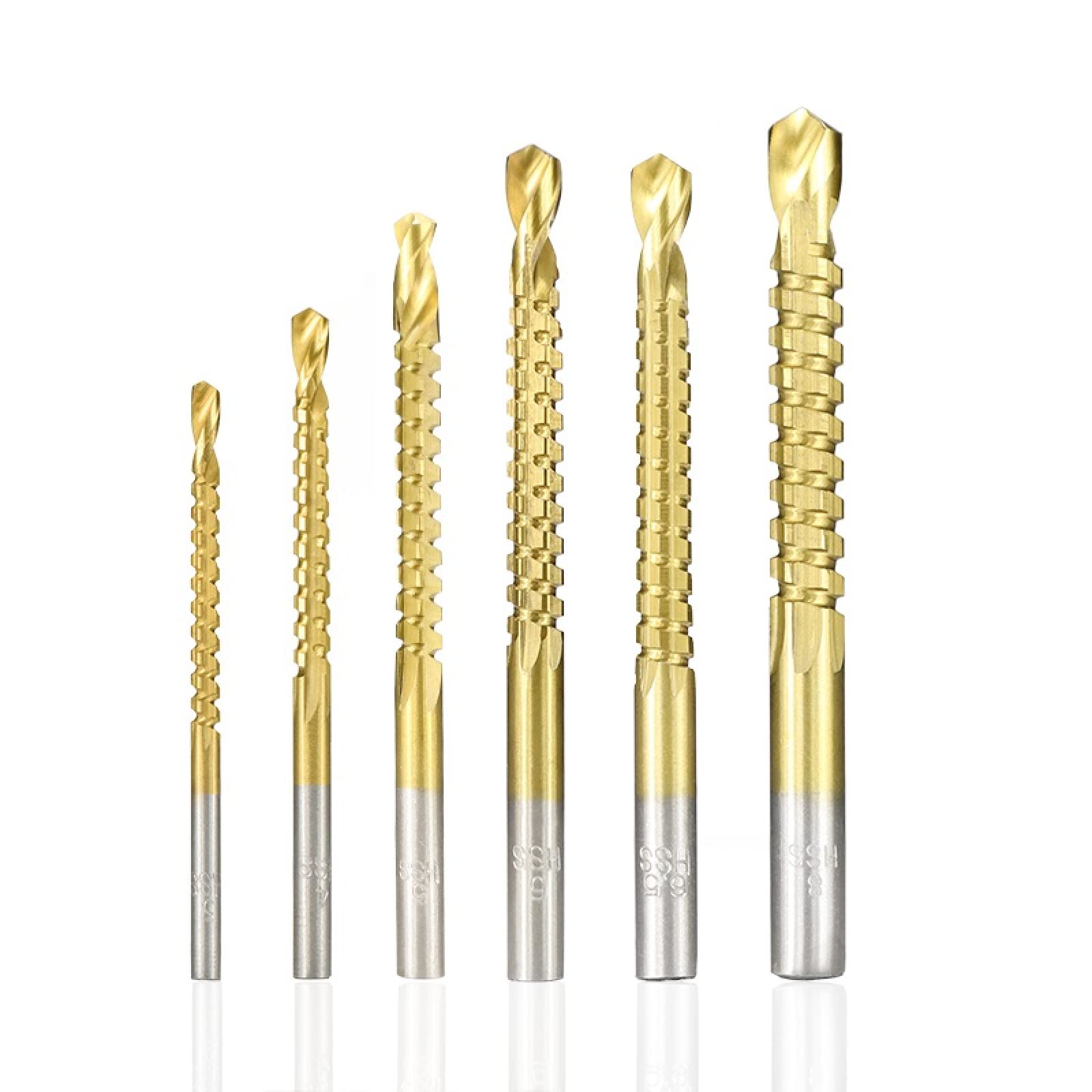 6pcs / Set Cobalt Foret Set 3-8mm Spirale Vis Métrique Composite Foret Robinet Twist Foret Set Métal Forets Outils À Main