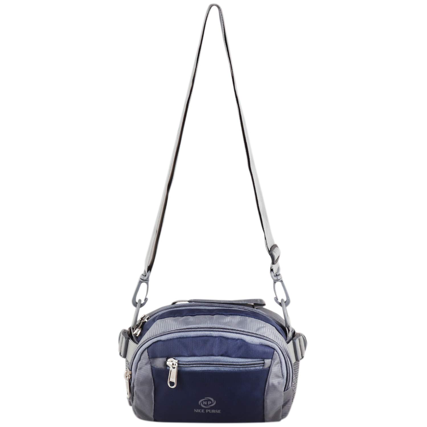 Men's Adjustable Strap Blue/Grey Polyester Waist Bag (3 Compartment)…-image-49