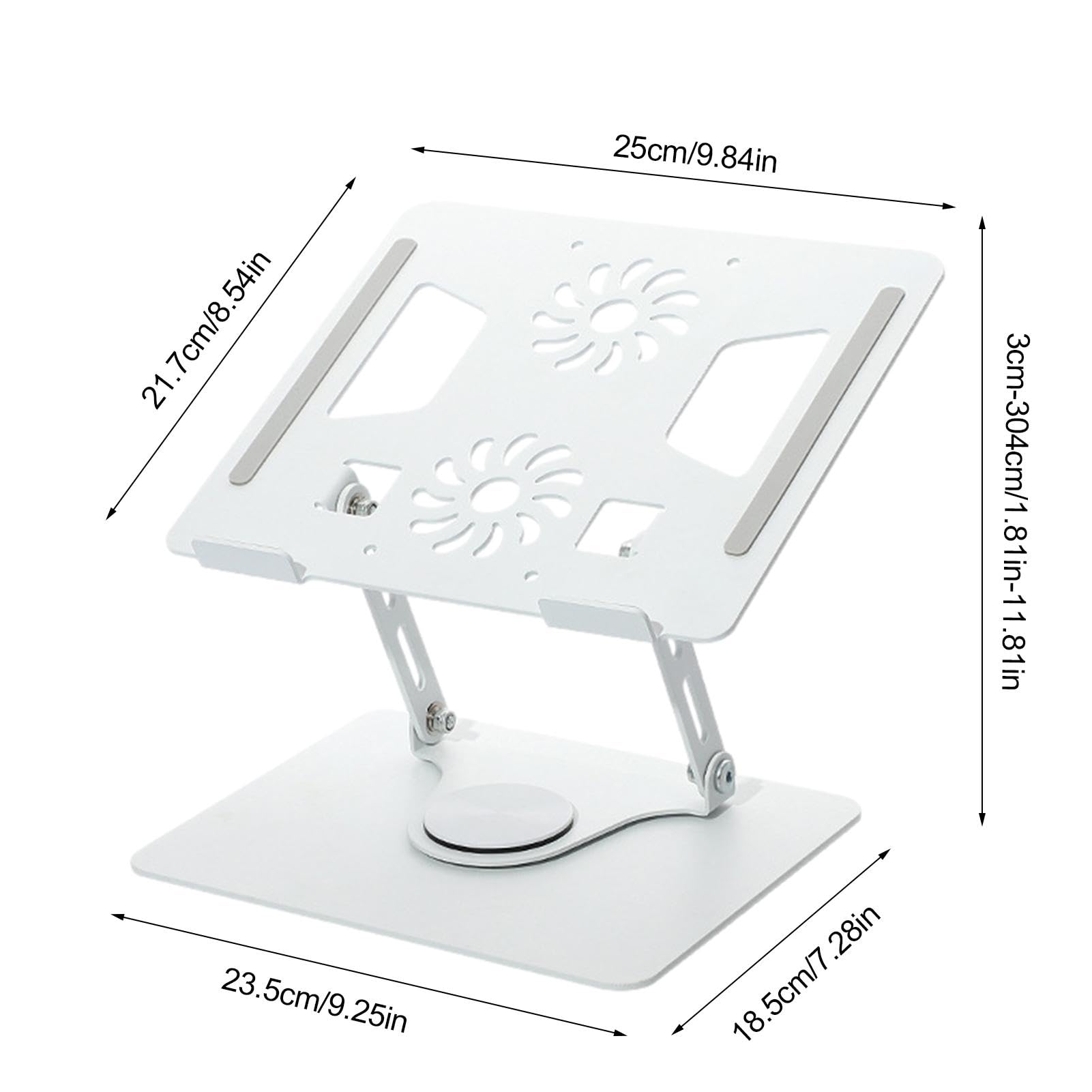 Soporte ajustable para laptop, elevador plegable ventilado y almohadilla de refrigeración, soporte ergonómico para portátil y tableta, altura ajustable para uso en escritorio