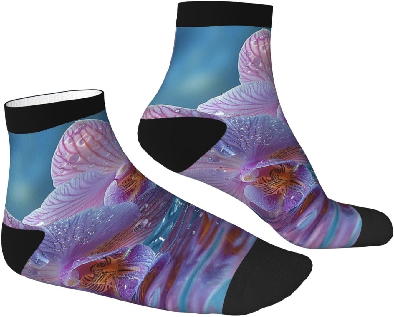 Socks for Women Men Breathable Warm Boot Socks Beautiful Orchid Calf Sock for Hiking Work