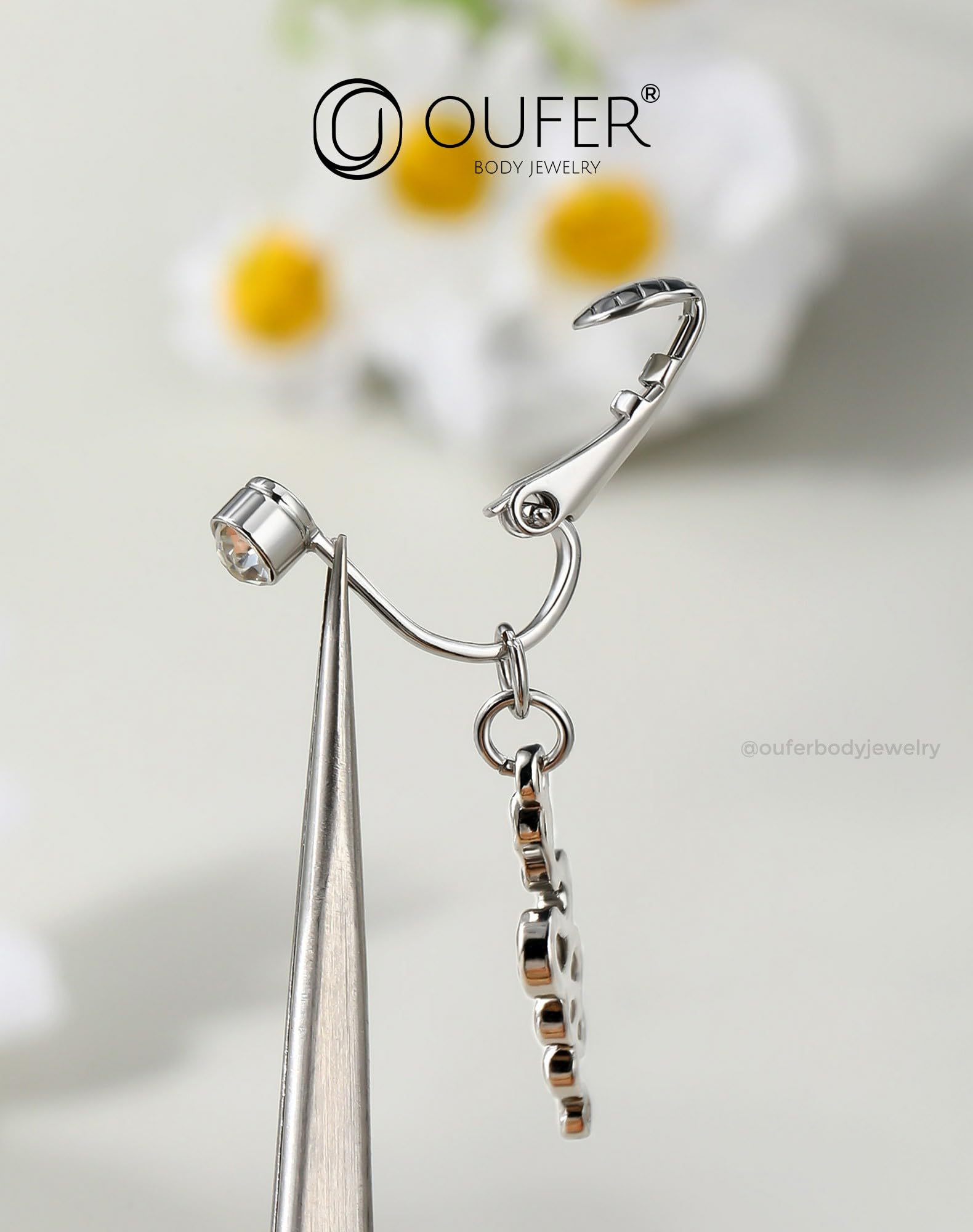 3PCS Fake Belly Button Piercing Jewelry, Non-Piercing Clip on Belly Button Rings, Surgical Steel Dangle Clear CZ Faux Navel Rings for Women Men