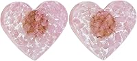 Vista 1 de Rockcloud Pack of 2 Heart Shape Resin Crystal Stones Chips Drawer Knobs Pull Handle Cupboard Dresser Door Pull with Screws Home Decoration Pink