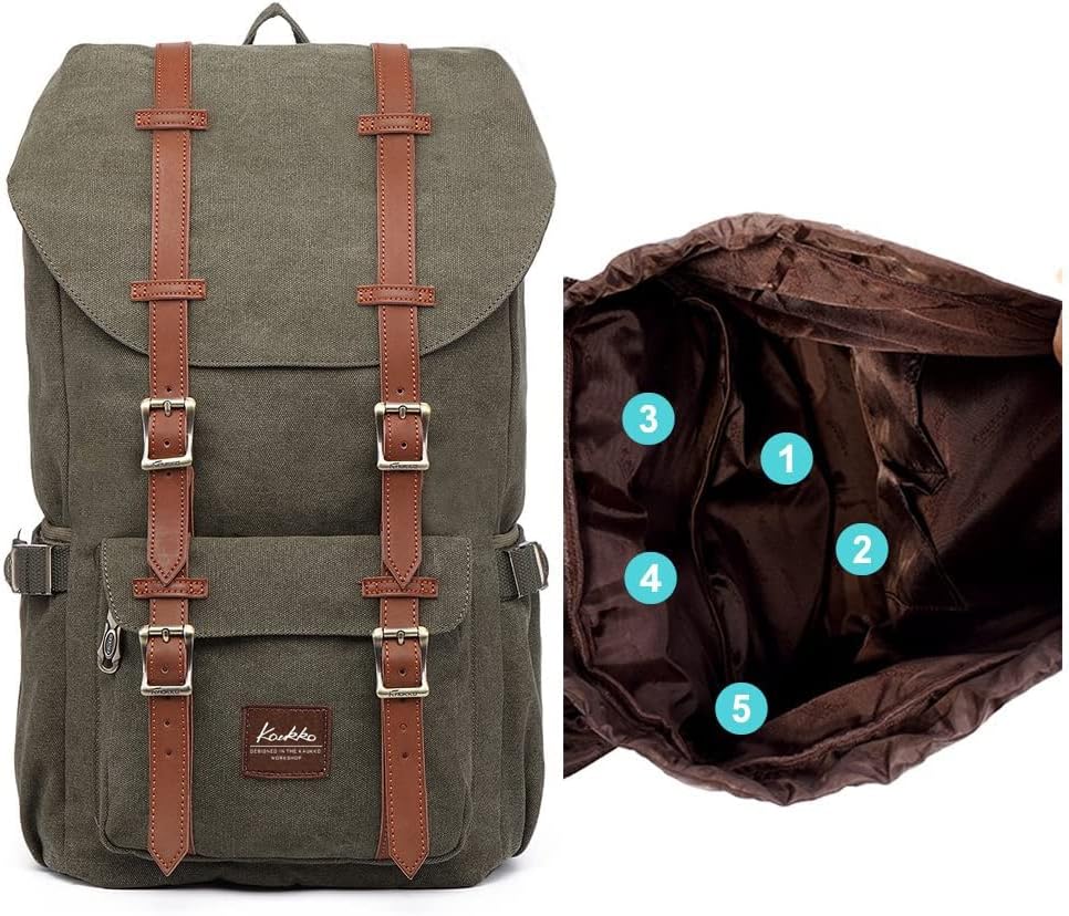 KAUKKO Backpack 17 Zoll Laptop für 15 Notebook Lässiger Daypacks Schüler Backpacks Casual Daypack, 40 cm, Green - Image 4