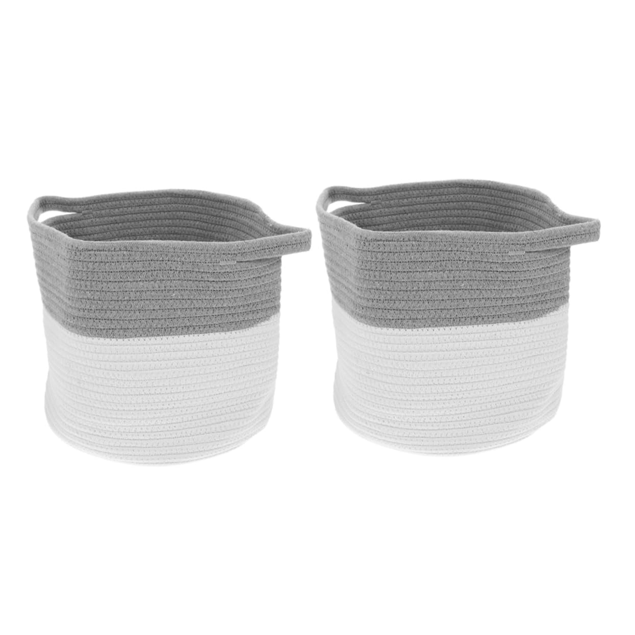 Cesta de Almacenamiento de Cuerda de Algodón Redonda 2piezas