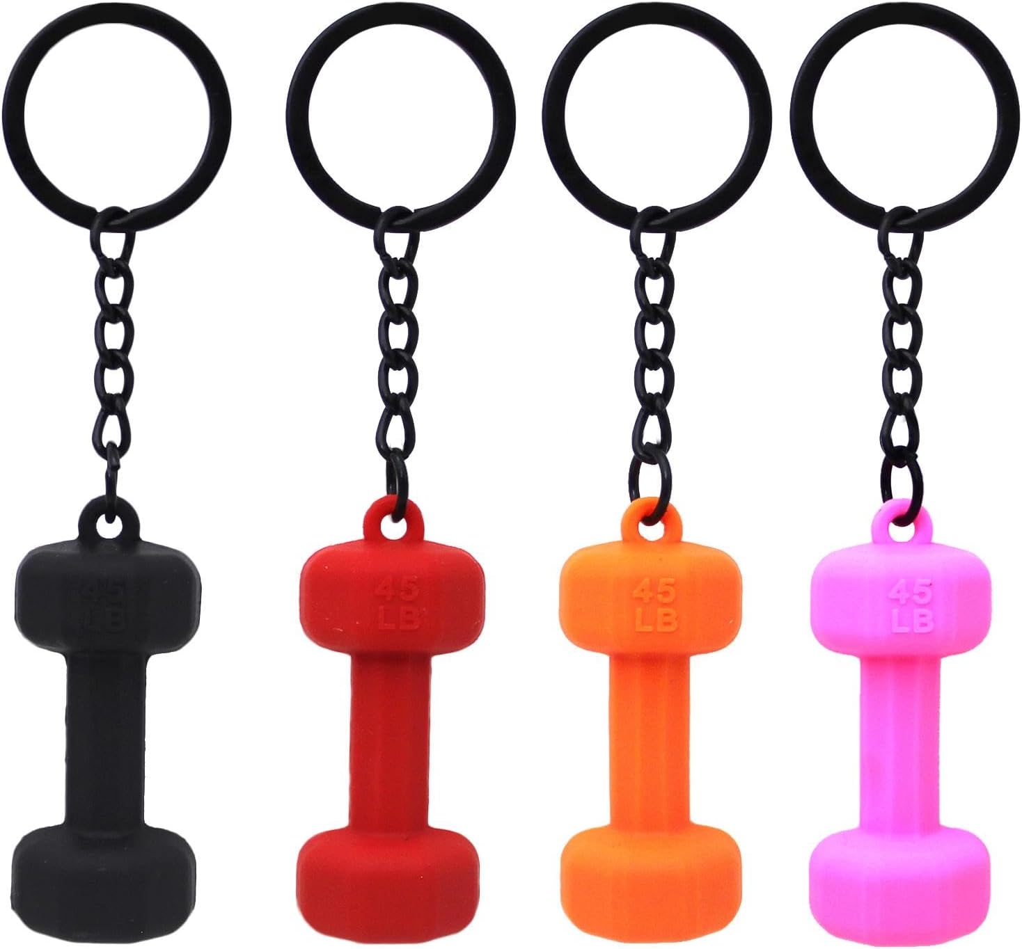 4 Minis Dumbbell Keychain, Dumbbell Pendant Keyring, Barbell Keychain, Dumbbell Keychain Backpack Charm for GymRats, Barbell Key Holder, Exercise Pendant Weightlifting, Gift for Gym Lovers