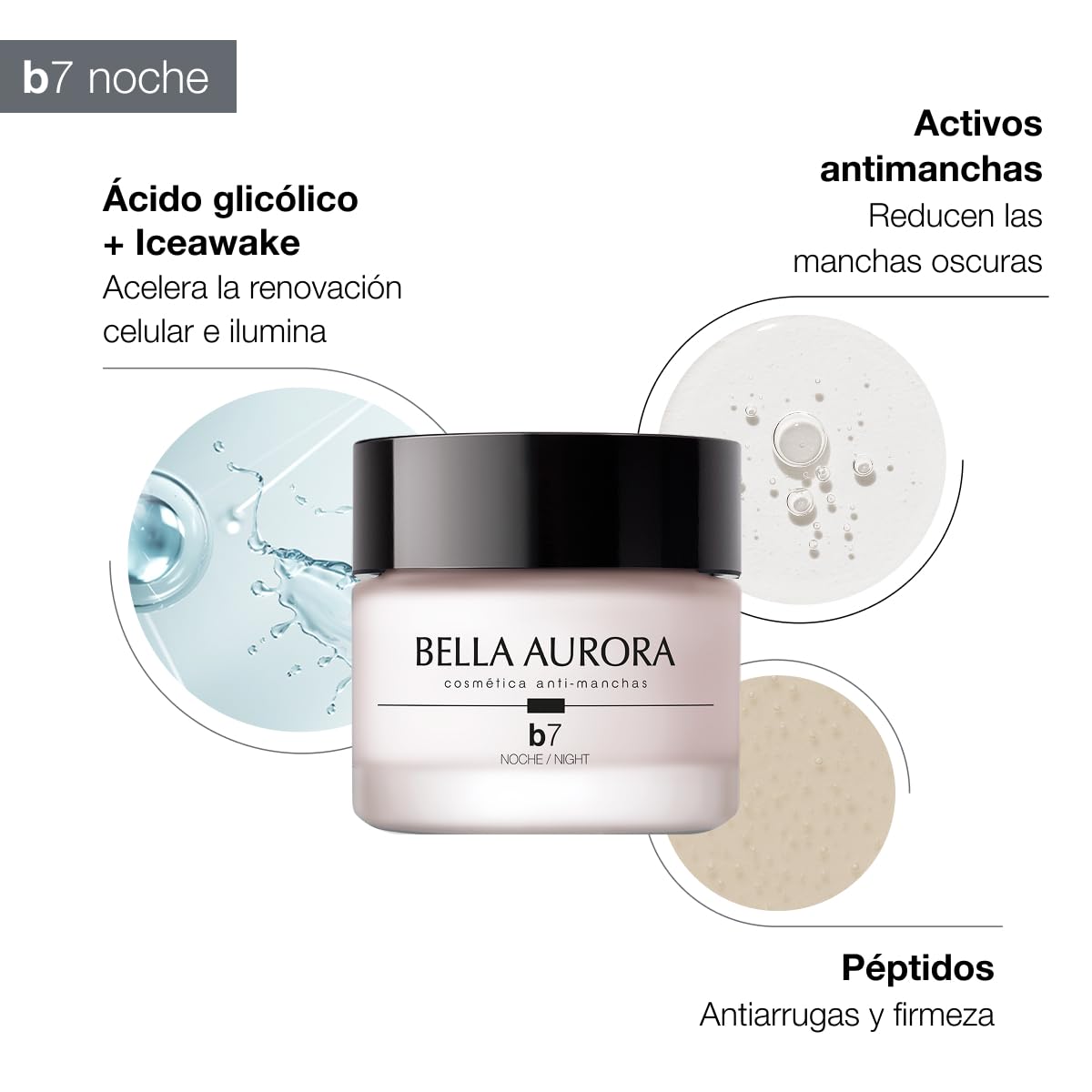 Bella Aurora B7 Crema Antimanchas y Antiedad Noche | Renueva la Piel mientras Duermes | Reduce Manchas y Arrugas | Mejora Firmeza y Luminosidad | Tratamiento Facial Nocturno | 50 ml