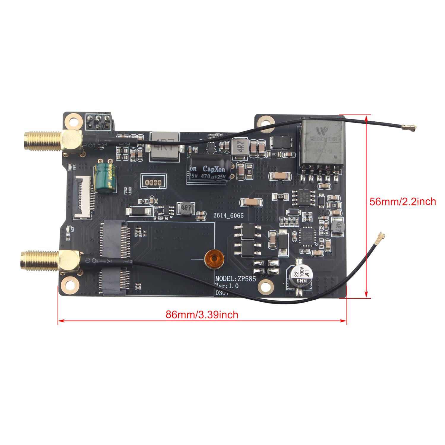ZDE ZP585 PoE+ Hat PCIe to M.2 E Key WiFi7 6 6E 5 Hat for Raspberry Pi 5 | Power Over Ethernet Adapter Expansion Board, Support Google TPU WiFi 7 BE200 WIFI6E AX210 MT7922 WIFI6 AX200