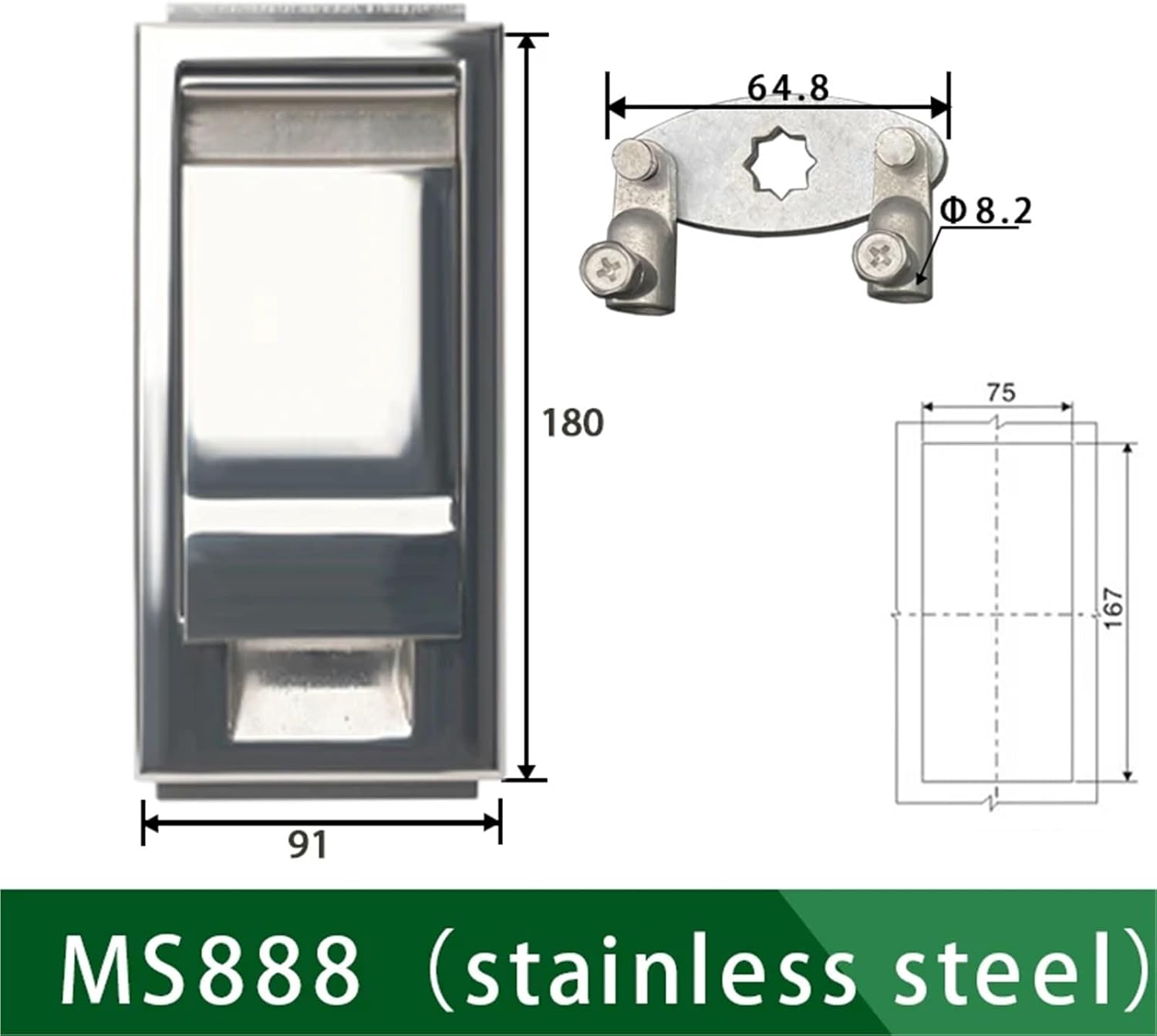 MS887/888 Plane Lock Outdoor Box-type Substation Door Lock JP Cabinet Lock 1Pcs(Satin Nickel)