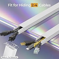 Vista 2 de Kit de ocultador de cable de 212.6 pulgadas, cubiertas de cable para 2-4 cables en la pared, cubiertas de alambre autoadhesivas para cables
