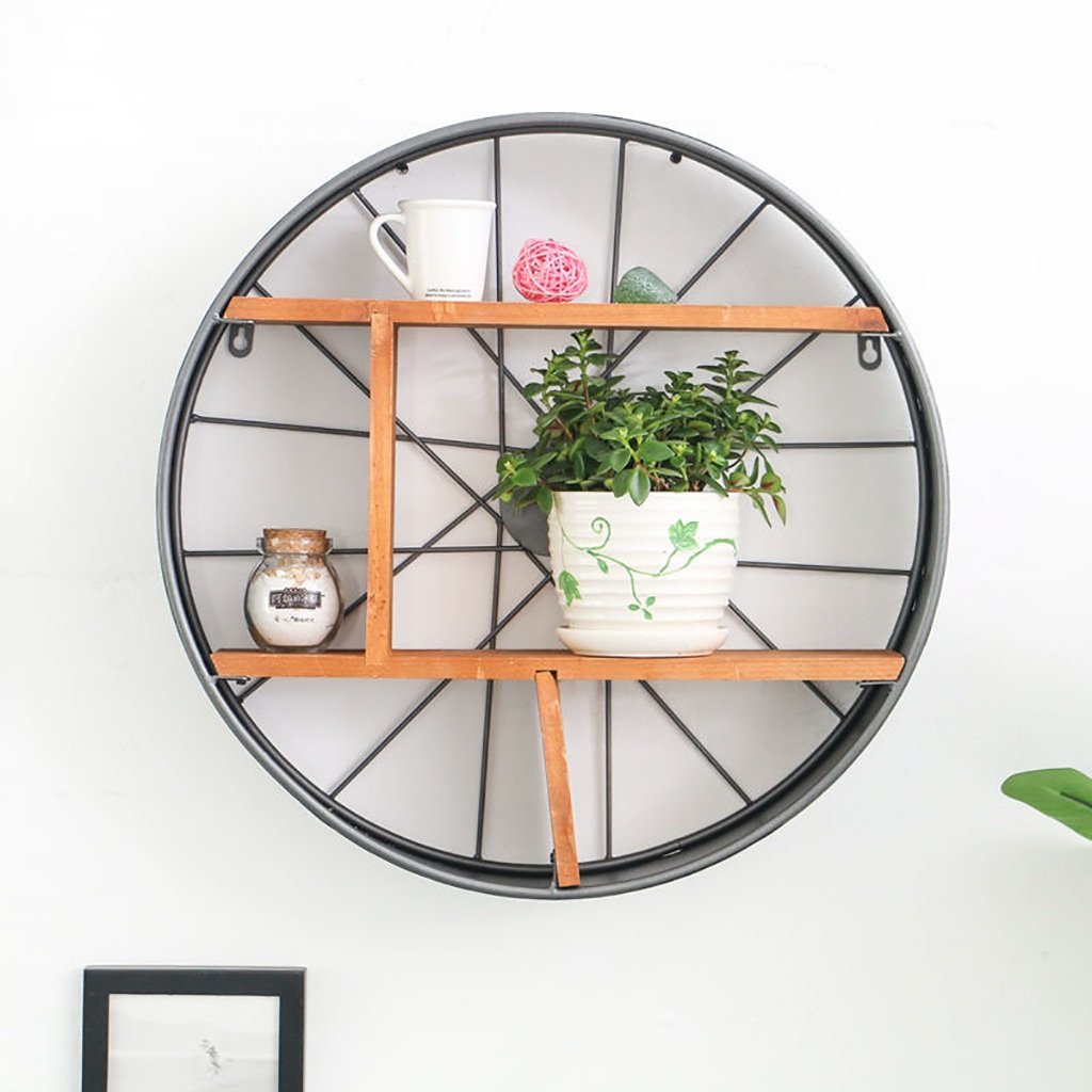 GJ-zsj Floating Shelves Wall shelf Circular Wall hanging Iron art Industrial wind Wall decoration Shelf restaurant Home Cafe Decorative Accessories