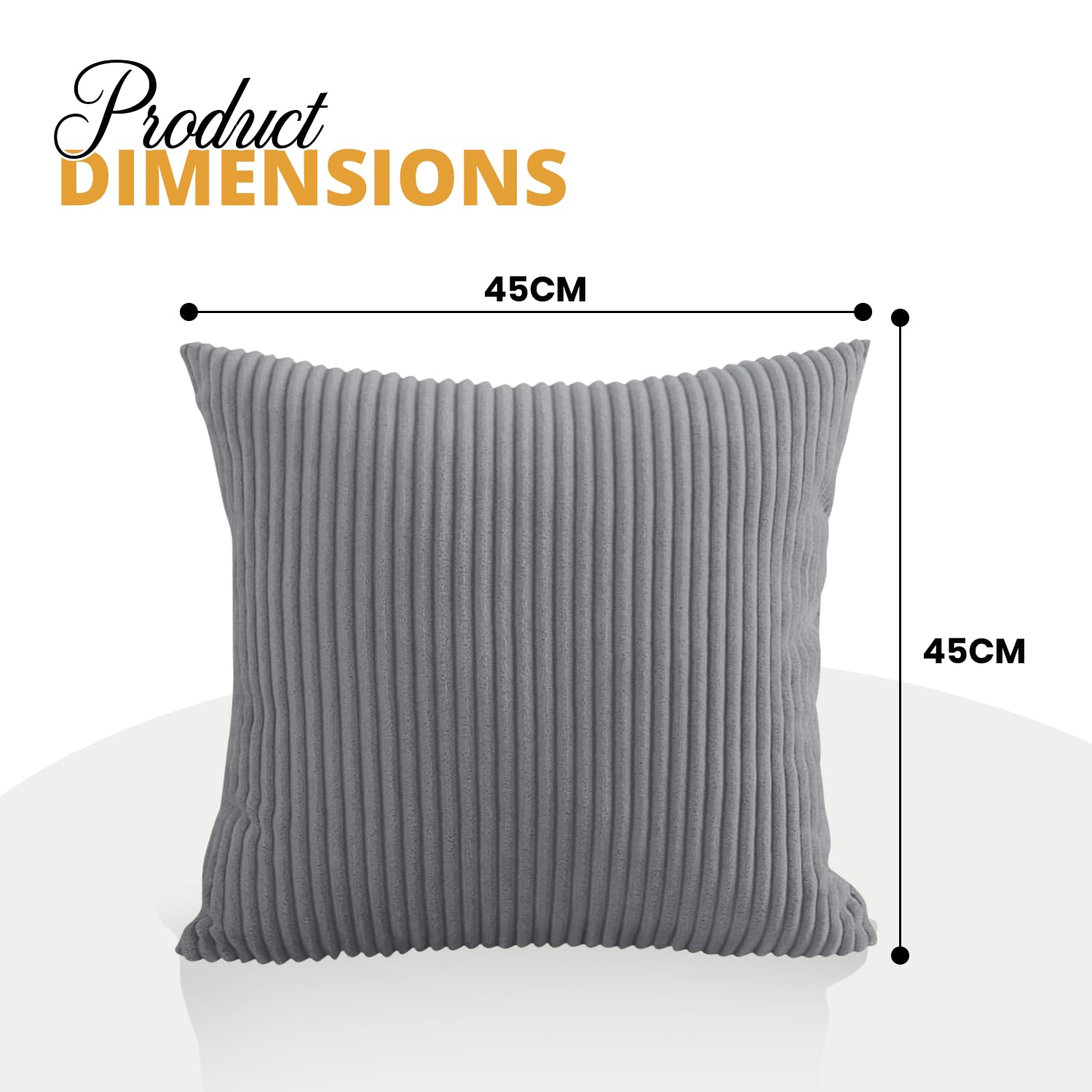 Hafaa Cushion Covers 45 x 45 cm Pack of 2 Silver Cushions Decorative Stripe Throw Pillow Cases Soft & Fluffy with Invisible Zipper for Living Room Bed and Couch (18x18 Inch) - Image 3