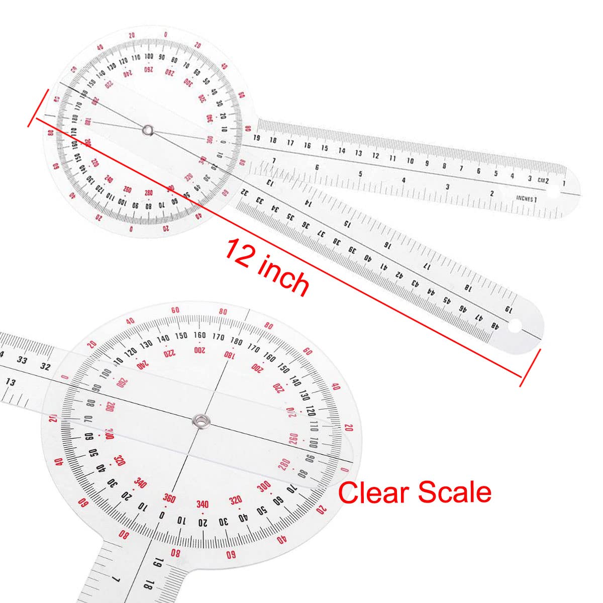 Protractor Ruler 3-Pack S - 12 Inch 360 Degree Angle Rulers For ...