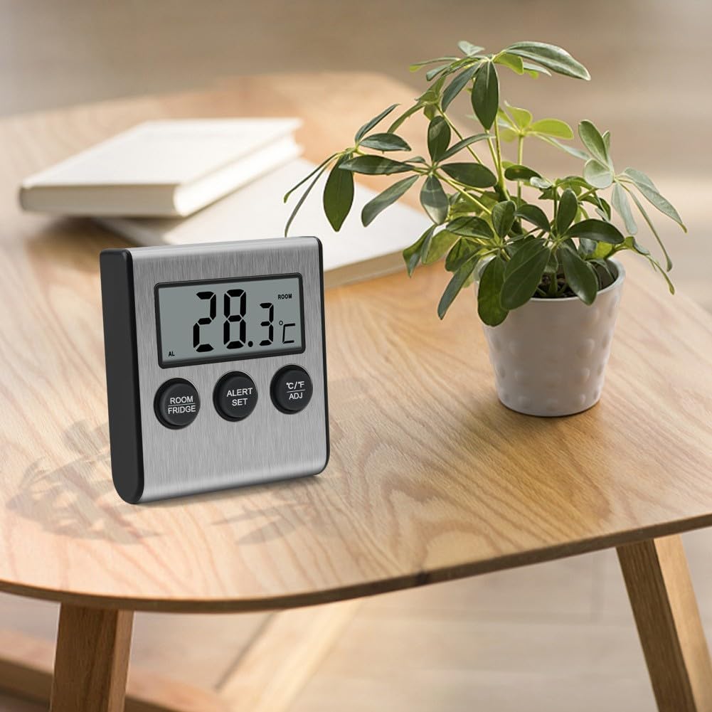 Digital LCD Refrigerator Thermometer With Audible Alarm Max,Min Temperature Records Indoor Room Temperature Monitor For Fridge