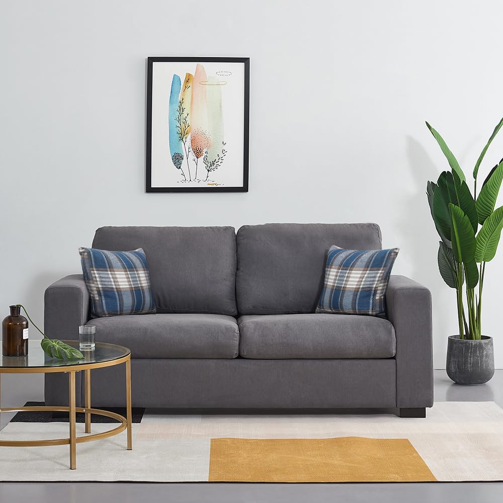 Panana 3 Seater Modern Linen Fabric Grey Sofa with 2 Free Cushions - Settee Couch Lounge for Living Room