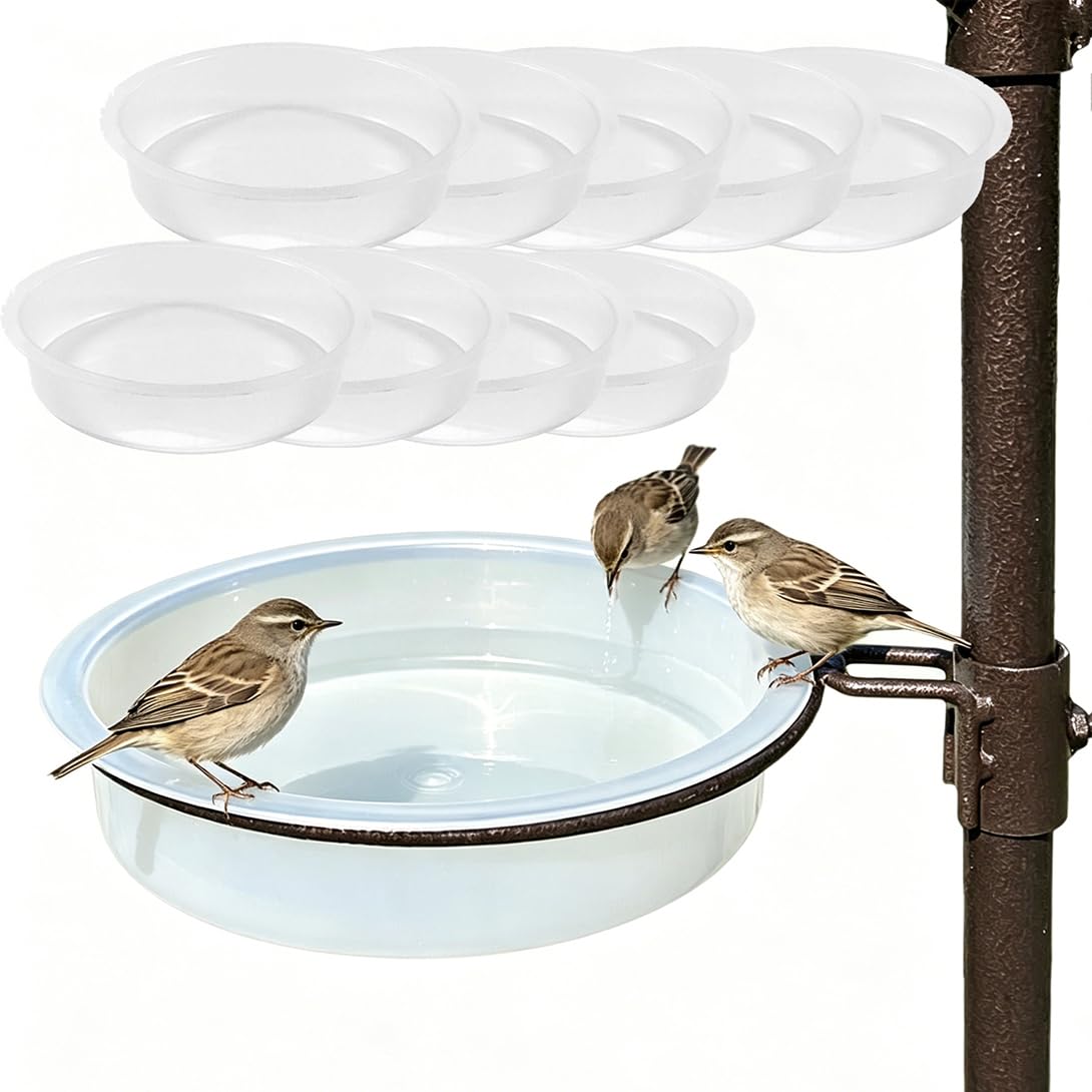 Cuencos de plástico transparente para comedero de pájaros, 2/4/10 paquetes de 18 cm, resistente a la intemperie, bandeja de semillas de agua de repuesto para pájaros silvestres, estación de