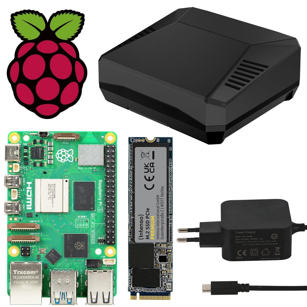 Raspberry Pi 5 / 8GB Fertigsystem/Argon ONE V3 M.2 NVME PCIE / 250GB SSD/Trixie