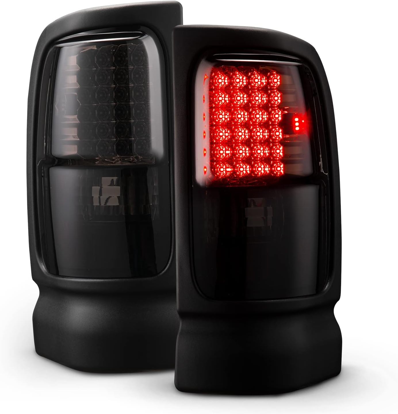 HAKA TOUGH LED Tail Lights Compatible with 1994-2001 Dodge Ram 1500 2500 3500 Black Housing Smoke Lens Pickup Truck Tail Lamps Left + Right