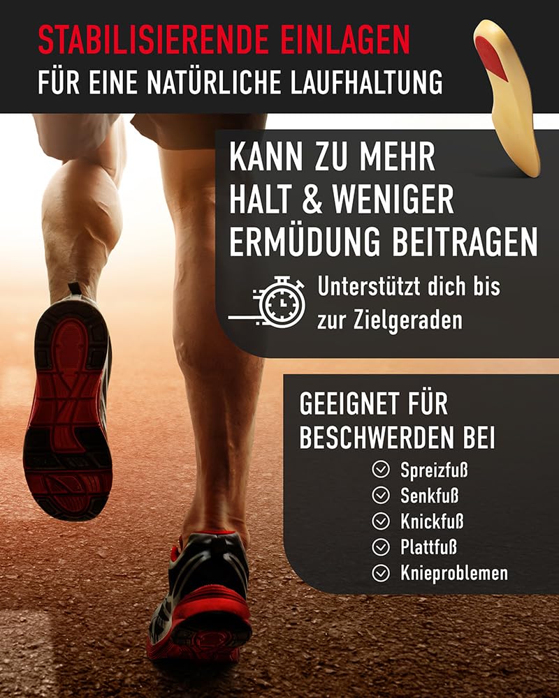 SPORT RUNPLUS - Einlegesohlen für Laufschuhe - Einlagen für Sportschuhe bei Plattfuß - Leicht zu reinigen für Sport & Freizeit - Atmungsaktiv, kühlend und langlebige Schuheinlagen für Damen & Herren