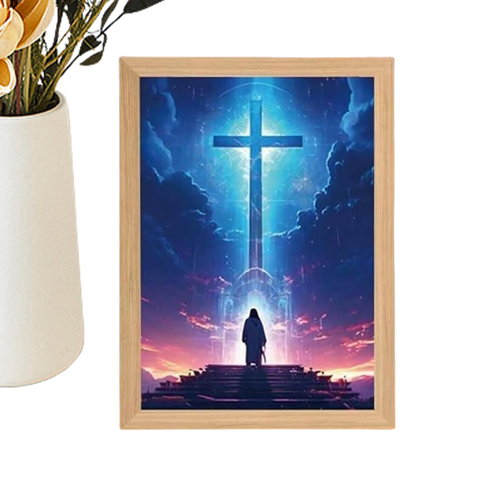 Lámpara de Jesús 3D LED con diseño religioso de arte de pared para decoración cristiana en salón 8