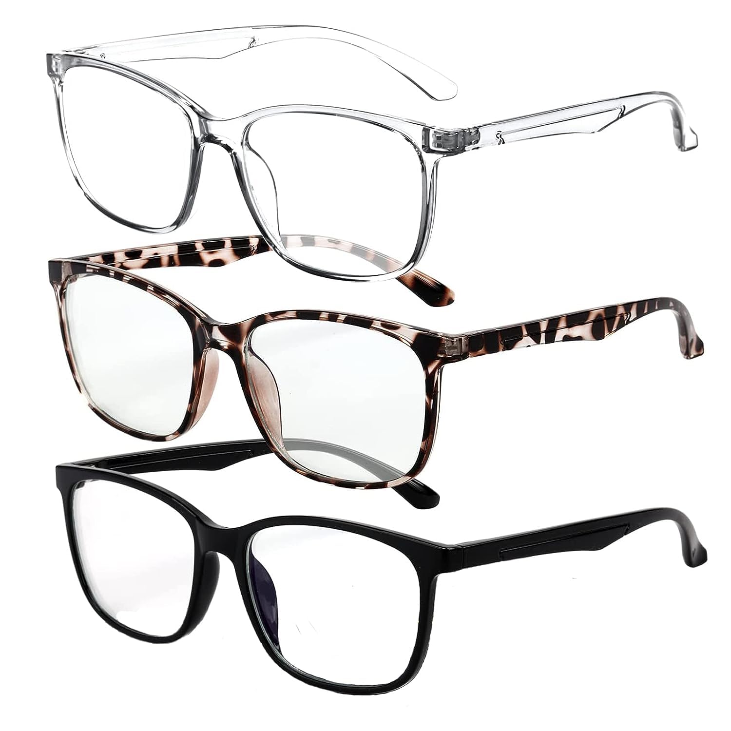 Amzboen 3 Pack Blue Light Blocking Glasses,Gaming Computer Glasses Frames Fake UV Bluelight Screen Blocker, Fashion Fake Glasses Anti UV/Headache/Eyestrain Computer Gaming Glasses