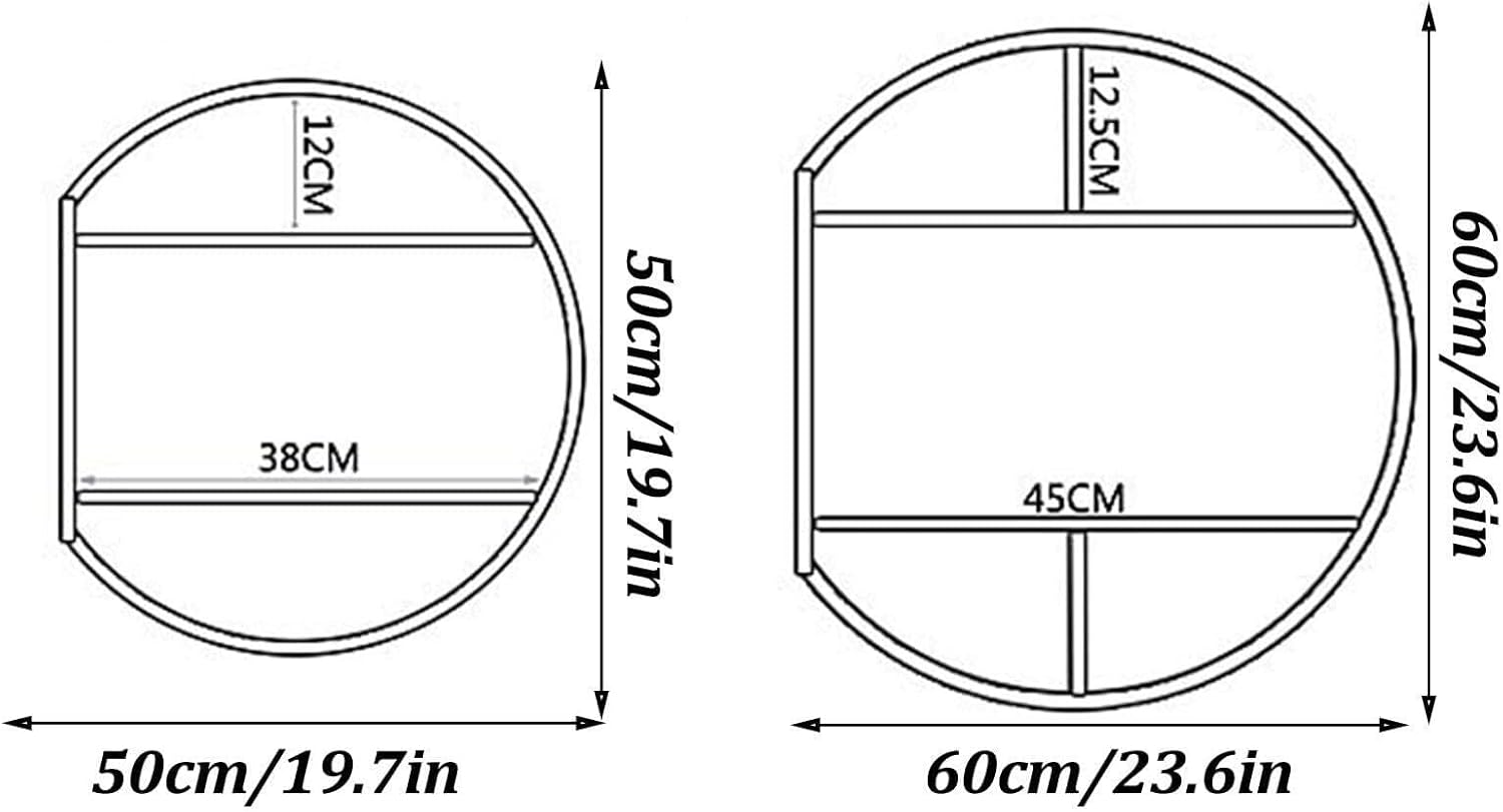 Round Bathroom Mirror Cabinet with Hidden Shelves, Wall-Mounted Storage, Beige/Gold, 60cm/50cm(Blue,50cm)