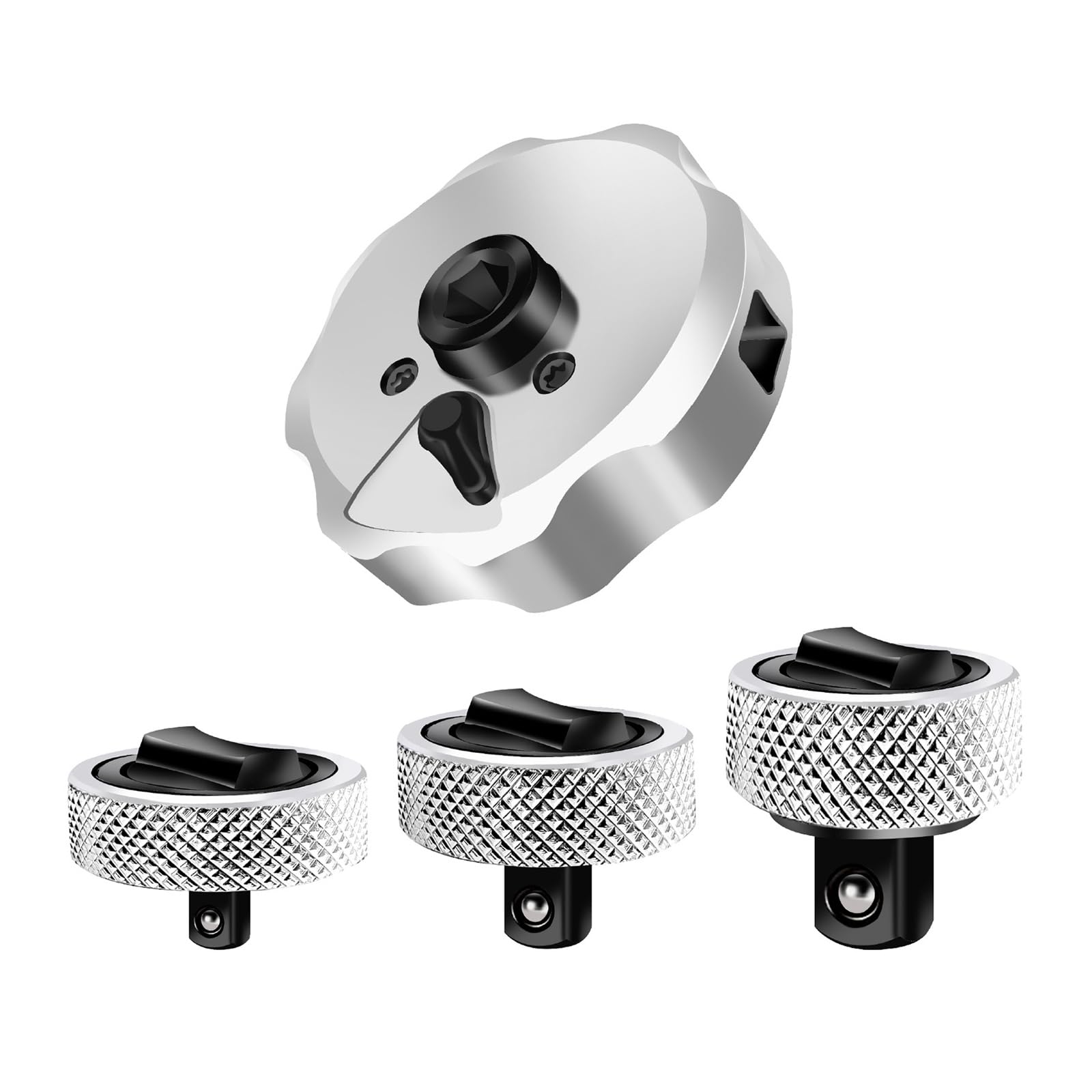Buxuaaaa 4Piece Ratcheting Wrench Set Compactly Design for Tight Space Durability Construction MultiSize Compatibility Compactly Ratcheting Wrench Set for Tight Space