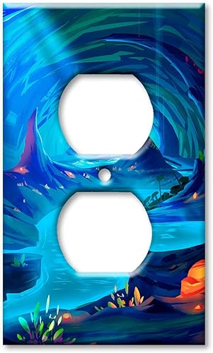 Art Plates - Placa decorativa de pared de metal con tapa de toma de corriente eléctrica - Placa de interruptor - Cueva caprichosa - (Hecho en