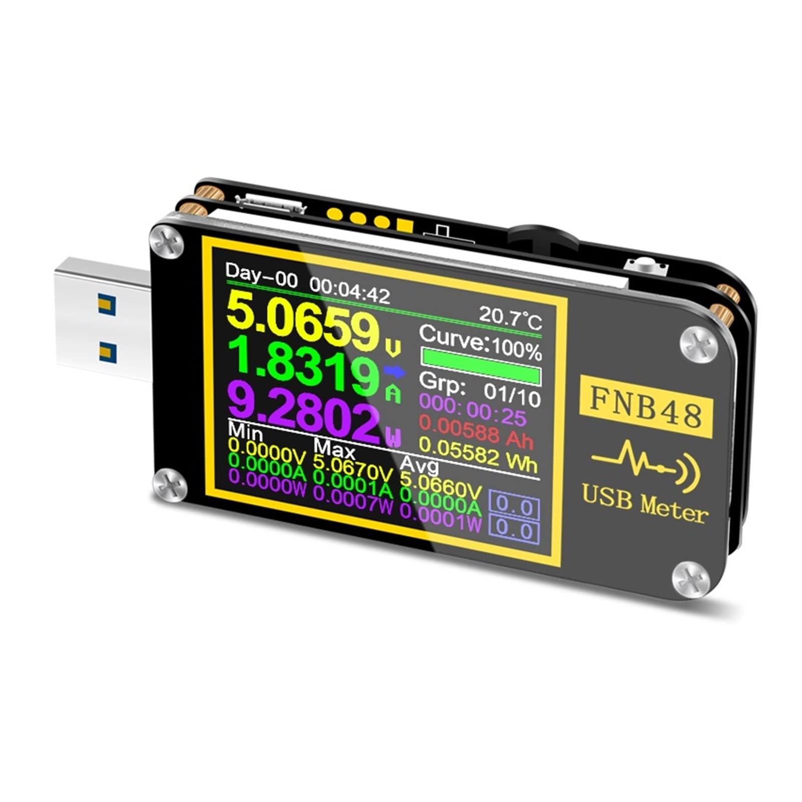 USB Tester FNB48. Ampermeterspannungstrom Voltmeter Qc4 + pd3.0 2.0 pps Schnelles Ladungsprotokollkapazität Trigger-Testmesser