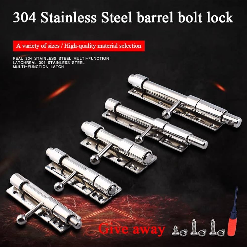 Amazon | スライドボルトドアロック（ステンレス鋼）、南京錠の穴を