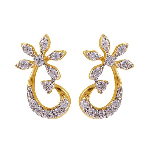 18k Yellow Gold and Diamond Stud Earrings