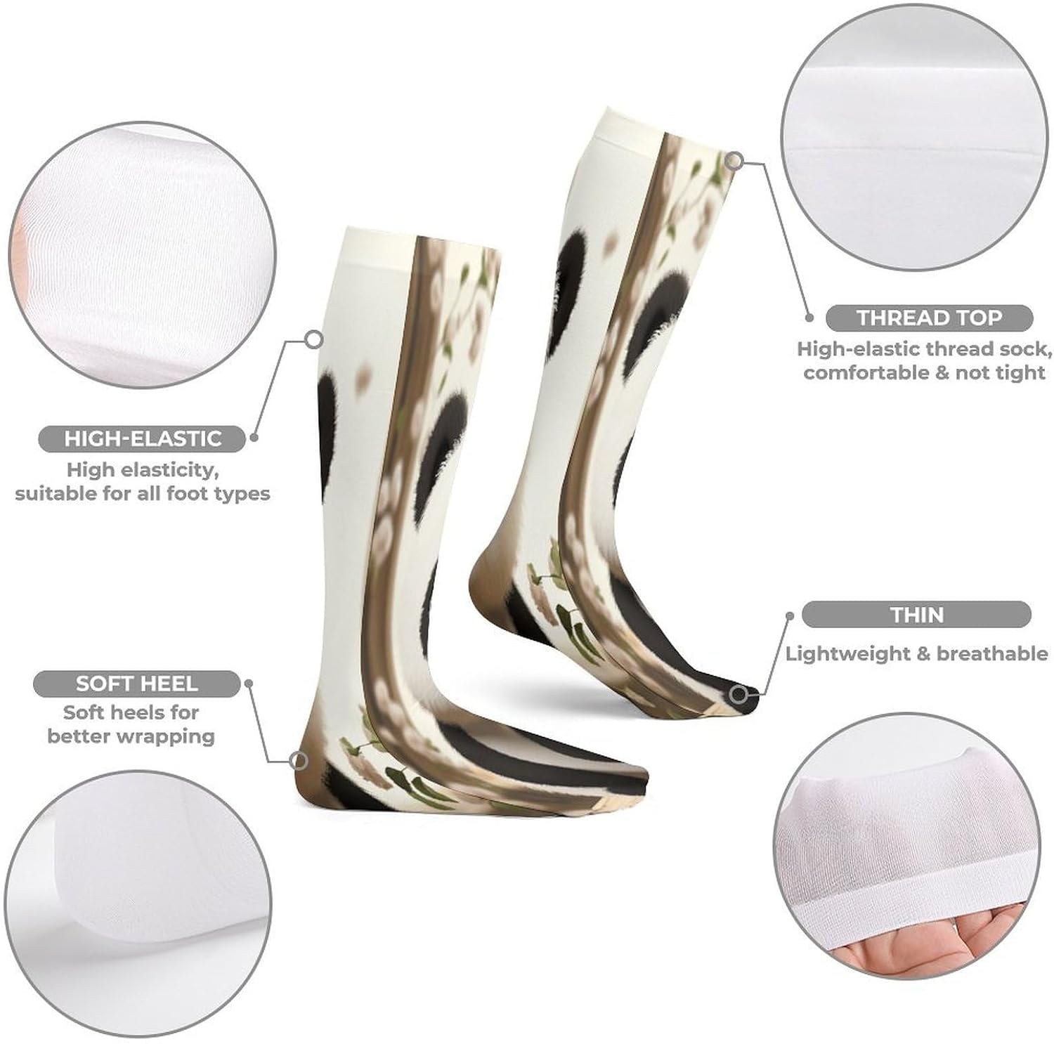 Cute White Panda Women High Waist Fishnet Stockings Stretch Mesh Pantyhose Sexy Trendy Legwear for Daily Wear