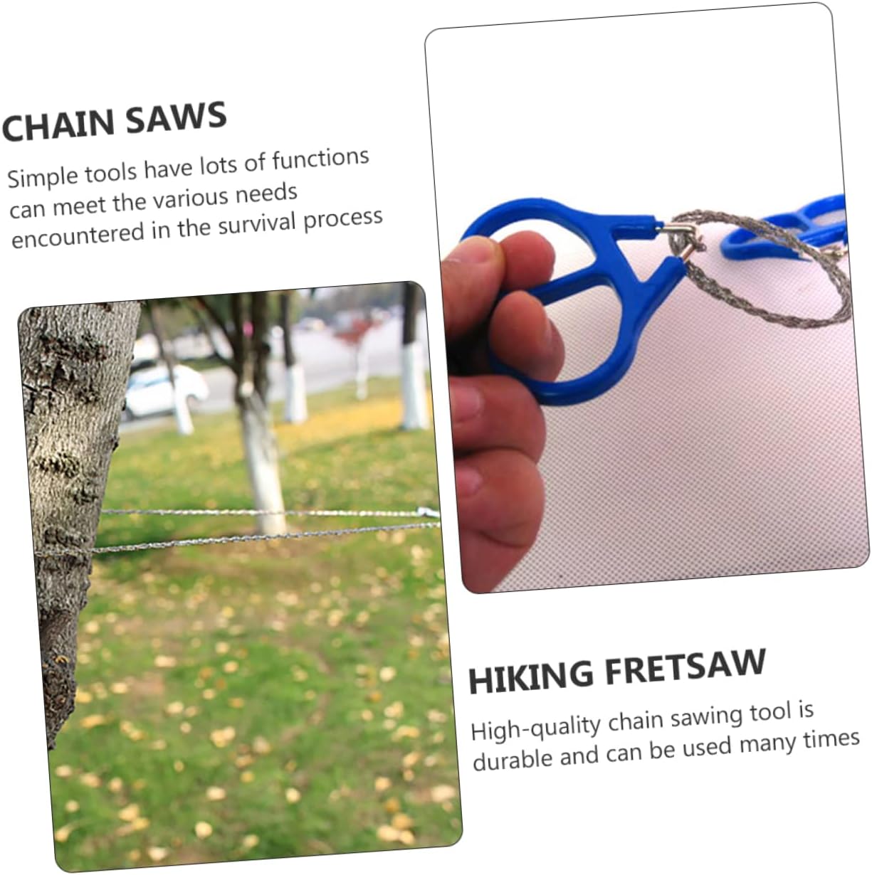 Portable Wire Saw Set 2Pcs Stainless Steel Emergency Survival Saws for Camping and Hiking Lightweight and Sturdy Cutting Tool for Outdoor Activities