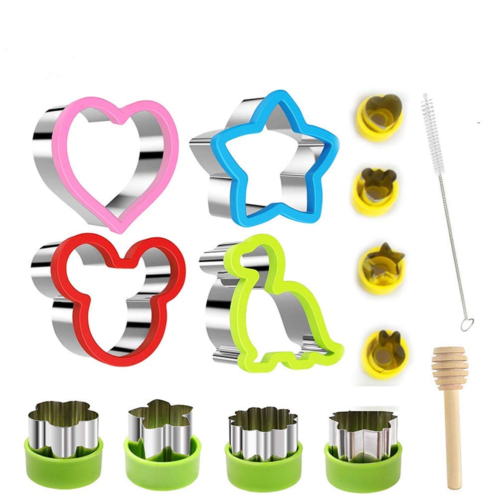 Sandwiches Cutter Set for Kids - 4 Big Food Sandwich Cutters and 8 Vegetable Fruit Cutters Stainless Steel - 14 Pieces