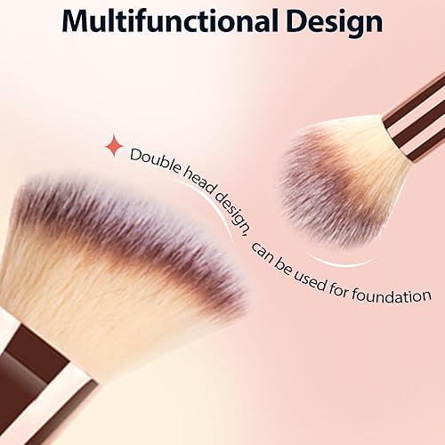 Miniatura 2 de Paquete de 2 brochas de maquillaje de doble punta para contornear, mezclar y broncear, brocha de base en ángulo y cepillo corrector - Cabello de