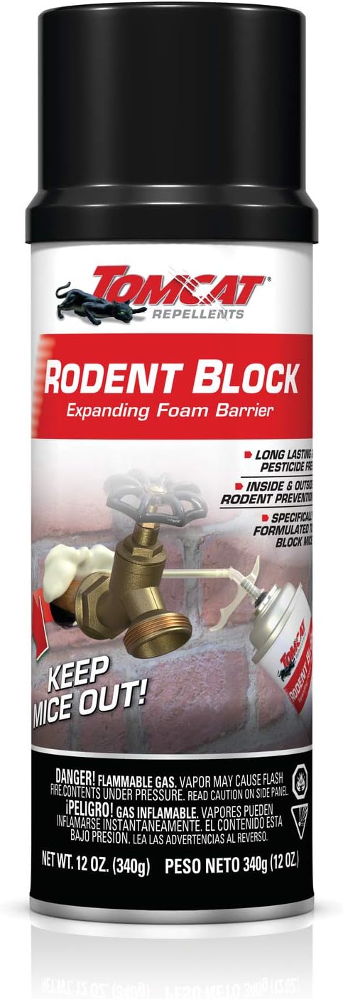 Rodent Block Expanding Foam Barrier, Fills Gaps to Keep Mice From Entering the Home, 12 oz.
