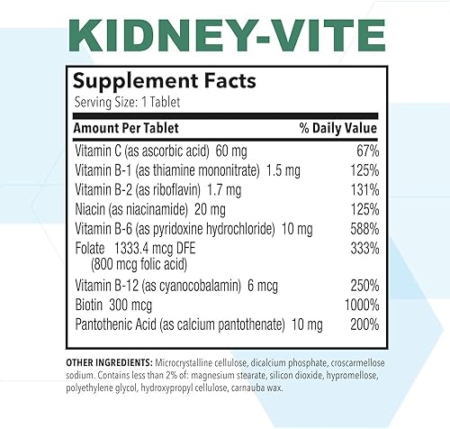 Miniatura 2 de Puregen Labs Kidney-Vite  Riñón Premier, soporte renal, sin OMG, sin gluten, sin aditivos de color artificial - 100 tabletas vegetarianas