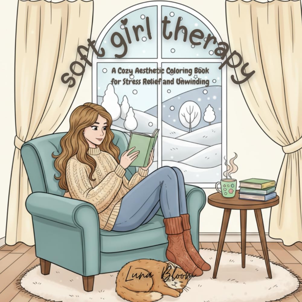 soft girl therapy: a cozy aesthetic coloring book for stress relief and unwinding